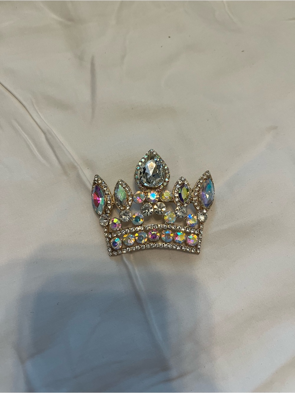 Clear and AB Rhinestone Crown Pin
